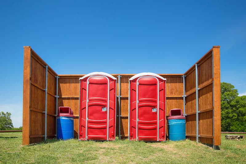 Short-term porta potty units staged for delivery in Shelton, Washington